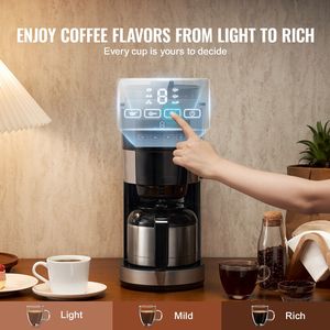 Cafetera Programable de 8 Tazas con Molinillo, Temporizador de 24 Horas, Preparación Automática, Carcasa de Vidrio, Enchufe del Reino Unido, para Hoteles - Product Image 4