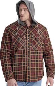 Chaqueta de Franela para Hombre de la Mejor Calidad, Personalizable, con Capucha, Diseño a Cuadros, Mezcla de Algodón, Forro Sherpa, Cierre de Botones, Cálida, para Exteriores - Product Image 5