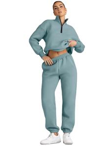 OEM Custom Logo Eco-Friendly Winter Fleece Hooded Athletic Casual Wear Women's <b>Jacket</b> Pants Set <b>Rhinestone</b> Embellished Private - Product Image 4