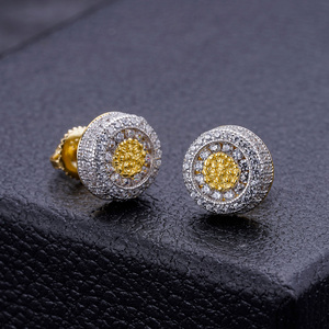 Mens <b>Moissanite</b> Round Stud <b>Earrings</b> 925 Silver Iced Out Diamond Cluster <b>Earrings</b> Halo Design Luxury Fashion Gifts for Mens Women - Product Image 2