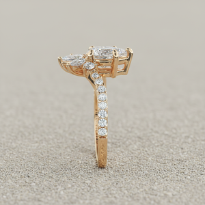 Anillo de Compromiso con Diamante Cultivado en Laboratorio, Chapado en Oro Rosa, Corte Marquesa Vintage, Halo, Fabricante de Joyería Personalizada OEM ODM Stonewels - Product Image 2