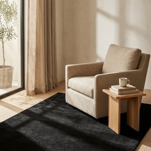 Tapis en laine unie fait main tufté à la main, doux, noir anthracite, moderne, à poils coupés, pour salon et chambre à coucher - Product Image 6