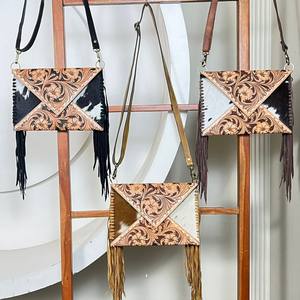 Manufacturer New Arrival Hot Selling Hand Tooled Leather Fashion Western Handbags Custom Luxury Designer Fringe Purse for Women - Product Image 6