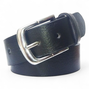 Cinturón de Cuero Genuino Negro Personalizado para Hombre al por Mayor con Hebilla de Aleación Plateada, Estilo Casual y de Negocios - Product Image 6