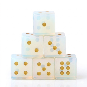 Stone Opalite D6 <b>Dice</b> Cube Natural Gemstone Crystal Stone D6 <b>Dice</b> Engraved Stone Custom <b>Dice</b> <b>Sets</b> - Product Image 6
