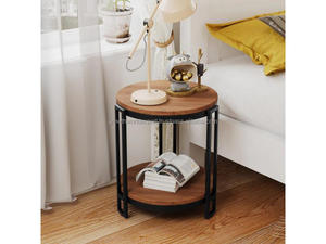 Mesa de Noche Moderna de 2 Niveles de Madera Maciza de Mango, Mesa Auxiliar con Almacenamiento, 2 Cajones, Hecha a Mano, para Dormitorio o Sala de Estar, Novedad 2026 - Product Image 2