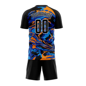 Custom Black Royal-orange Sublimation Soccer Uniforms Exquisite Stitching Athletic Cut Jersey For Soccer Players - Product Image 3