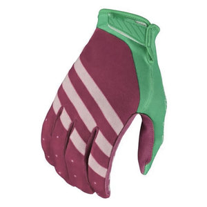 Gants de course compatibles avec les écrans tactiles, à doigts entiers, rayures marron et blanches, accents turquoise, respirants, fermeture auto-agrippante, unisexe, pour le cyclisme - Product Image 2