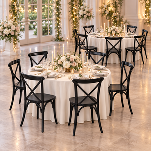 Emerald Durable <b>Black</b> Cross Back Wooden <b>Dining</b> <b>Chair</b> Contemporary Banquet Seating for Wedding and Restaurant Events - Product Image 3
