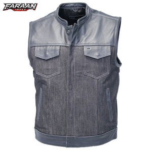 New Wholesale Price Top Quality Super Rider Waistcoat <b>Leather</b> Motorcycle Breathable <b>Vest</b> Biker <b>Leather</b> <b>Vest</b> For <b>Men</b> - Product Image 1