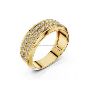 Anillo de compromiso y boda de moissanita para hombre, doble fila, engaste pavé, estilo eternidad, plata de ley 925, joyería hip hop - Product Image 4