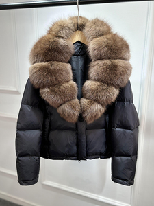 Manteau d'hiver court pour femme, imperméable, rembourré, épais, avec col en fourrure de renard naturelle, 90% duvet de canard blanc, respirant - Product Image 4