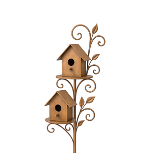 Nichoir élégant en métal avec piquet de jardin pour oiseaux, ornement paysager - Product Image 1