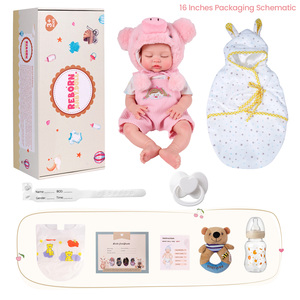 Poupées Reborn Babeside de 16 pouces en silicone intégral, réaliste, fille endormie, vêtements rose cochon, vente en gros d'usine - Product Image 5