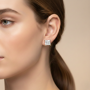 Boucles d'oreilles clous en diamant de laboratoire taille princesse 4 carats certifiées IGI, or massif 18 carats, unisexe, pour fiançailles, fête, anniversaire, cadeau - Product Image 2