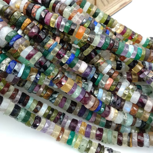 Brins de pierres précieuses multicolores facettées en forme de pneu, 5mm 6mm, pierres Heishi taillées en roue pour la fabrication de bijoux, vente en gros, 16 pouces - Product Image 6