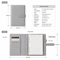 Organiseur de planification A5 personnalisé en cuir PU avec 6 anneaux, carnet rechargeable avec fermeture à sangle, agenda professionnel OEM ODM