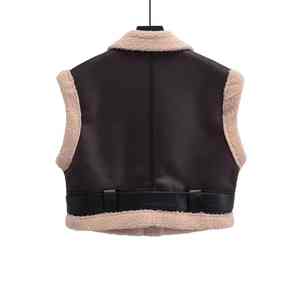 Nouveau gilet en cuir de vachette véritable à col en V, style motard, décontracté, pour homme, grande taille, automne - Product Image 2