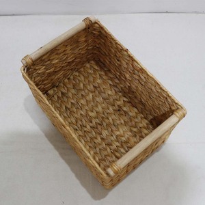 Panier de rangement rectangulaire en rotin naturel tressé à la main avec poignées, bac organisateur rustique multi-usages - Product Image 4