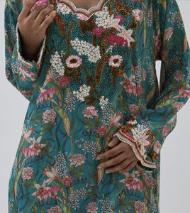 Caftán Abaya Turco Hecho a Mano, Largo hasta el Suelo, Manga Larga, Cuello en V, Poliéster, Corte Regular, Casual, para Fiesta de Noche, Estilo Flare, Superventas - Product Image 3