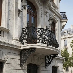 Victorian-style wrought iron balcony railing – <b>Wall</b>-<b>mounted</b>, rust-resistant, easy to install, suitable for exterior decoration - Product Image 3