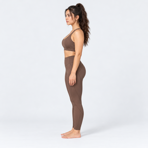 Nuevo conjunto de yoga transpirable hecho a medida para mujer, conjunto de yoga de color liso, top ventas, hecho con material de spandex y poliéster. - Product Image 2