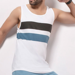 Gym Wear Men's Tank Top-<b>Knitted</b> Eco-Friendly Quick Dry High-quality Breathable Spandex/Cotton Front Logo Solid <b>Pattern</b> - Product Image 2