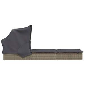 Chaise longue en rotin PE 83,1 x 25,6 po avec structure en acier thermolaqué, idéale pour les transats, disponible en gris - Product Image 6