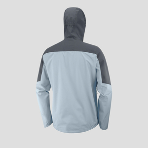 Chaqueta Cortavientos con Capucha para Hombre, Color Gris Claro, Diseño Deportivo con Bloques de Color, Cierre de Cremallera, Ropa Casual de Otoño, Resistente al Viento, de Poliéster - Product Image 3