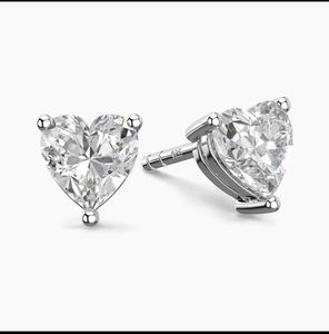 Pendientes de tuerca Shravi Impex con moissanita talla corazón, plata de ley 925, VVS1, solitario, estilo hip hop, joyería fina para mujer, personalizados - Product Image 1
