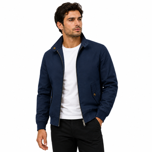 Veste Harrington décontractée pour homme en tissu sergé premium, fermeture éclair, poches boutonnées, logo personnalisé - Product Image 4