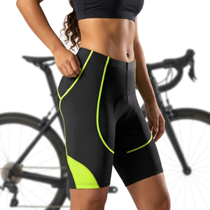 Cuissard de cyclisme pour homme noir avec accents vert lime, rembourrage en gel 5D, Spandex Polyester, doublure VTT - Product Image 4