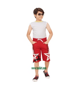 Conjunto de camiseta y pantalón Capri informal transpirable ecológico Jersey de algodón 100% para niños de verano al por mayor, stock listo - Product Image 2