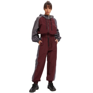 Casual Nylon Sports Tracksuit Custom Windproof Suits <b>Womens</b> Windbreaker <b>Jacket</b> Sets - Product Image 1
