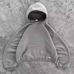 Sweat à capuche personnalisé pour homme, coupe ample, épais, en molleton polyester/coton 220/240 g/m², à épaules tombantes, court, doublé matelassé, brodé, collection Printemps - Product Image 1