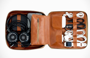 Genuine <b>Leather</b> Tech Organizer <b>Case</b> Zipper Closure 7 Inch Handmade Vintage Design 2-3 Compartments for <b>Documents</b> Electronics - Product Image 2