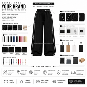 Pantalon de jogging large en molleton pour femme avec molleton de coton brossé 480 GSM pour la gym, taille haute, confortable, avec cordon de serrage, uni et durable - Product Image 5