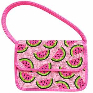 Bolso de mano con cuentas Blue Citrus Harvest - Bolso de hombro con diseño de limón y naranja - Bolso tropical azul marino para el verano - Product Image 4