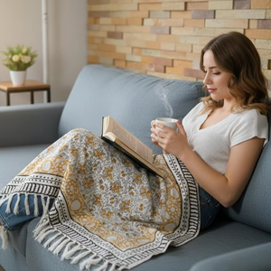 Manta Decorativa de Algodón Orgánico Ecológico Estampada al por Mayor, Diseño Moderno de Punto, Ligera para Todas las Estaciones - Product Image 6