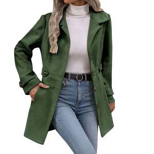 Manteau trench pour femme, double boutonnage, ceinturé, long, élégant, coupe-vent automne-hiver, personnalisé - Product Image 4