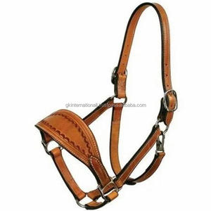 Vente en gros de licol de cheval en cuir anatomique confortable collier de tête en cuir véritable cheval équestre licou équin équipement d'équitation - Product Image 2