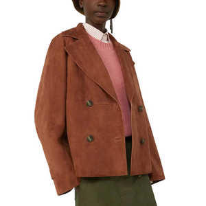 Abrigo Extra Grande Color Marrón Mate para Mujer, Chaqueta Blazer Elegante en Otro Estilo, Cuero Sintético, Talla S-1 - Product Image 1