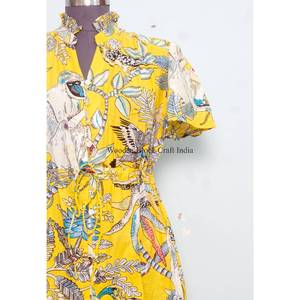 Vestido Mini de Manga Larga con Estampado Floral para Mujer, Estilo Vintage, para Otoño, con Detalles de Botones, 100% Algodón, Silueta en A - Product Image 2