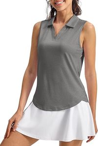 Polo sans manches confortable pour femme - Débardeur de golf col en V de qualité supérieure - Haut d'été respirant et anti-humidité - Product Image 6