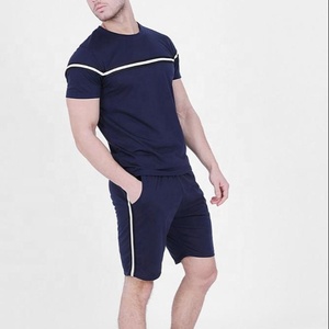 Conjunto de camiseta y pantalón corto de algodón para hombre, conjunto doble, venta al por mayor, 2022 - Product Image 1