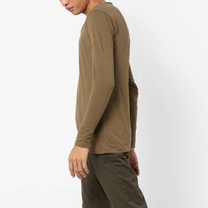 Camiseta Casual de Manga Larga para Hombre, Cuello en V, Tejido de Punto, 100% Algodón, Color Liso, con Logotipo Frontal, Secado Rápido - Product Image 2