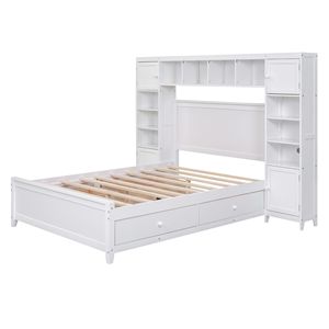 Letto in Legno Bianco per Bambini con Design Tutto-in-Uno, Armadio e Scaffale Integrati - Product Image 5