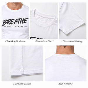 T-shirt de yoga à manches courtes pour homme OEM ODM, imprimé, coupe ajustée, haut d'entraînement de gym, t-shirt de sport ajusté pour homme, 100% coton polyester, t-shirt de yoga - Product Image 6