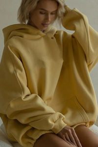 Sudadera Oversize Unisex con Hombros Caídos, de Alta Calidad, Sin Cordones, Lisa, de Forro Polar Grueso de Algodón y Poliéster, con Logotipo Personalizado OEM - Product Image 3