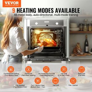 24\" Electric Built-in Wall Oven with 9 <b>Cooking</b> Functions & 2800W Single Wall Oven 2.68 Cu.Ft 2400W EL <b>Timer</b> - Product Image 2
